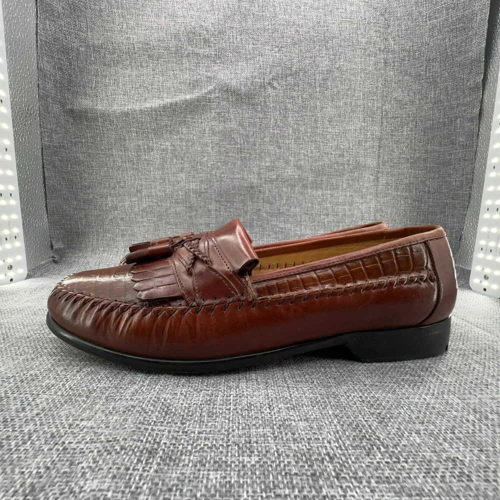 Giorgio Brutini Lucky Loafers Mens 11 D Crocodile Embossed Leather Vamp Tassel